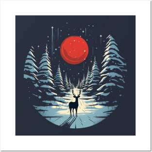 Christmas deer Posters and Art